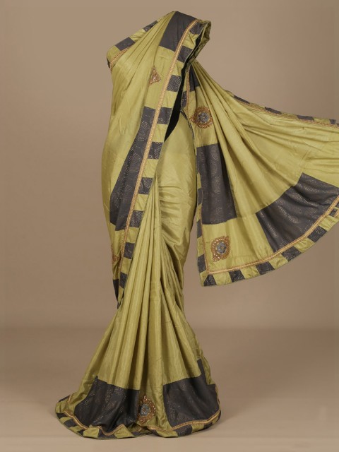 

Pothys Green & Grey Jute Silk Printed Saree