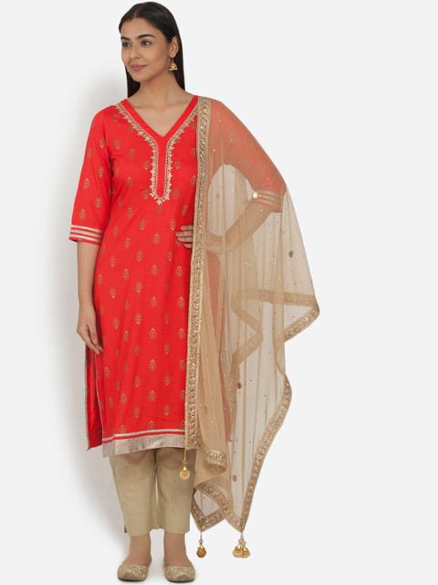 

Paislei Women Red Printed Straight Kurta