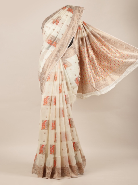 

Pothys Cream-Coloured Woven Design Jute Silk Saree