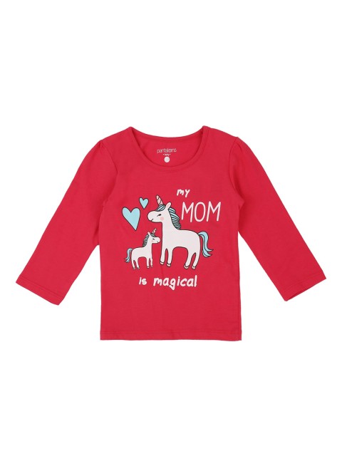 

Pantaloons Baby Girls Fuchsia Printed Round Neck T-shirt