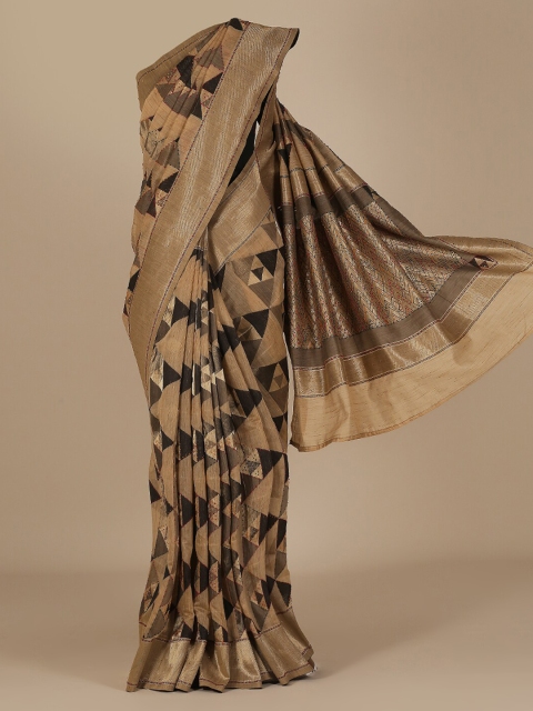 

Pothys Tan Brown & Black Jute Silk Woven Design Saree