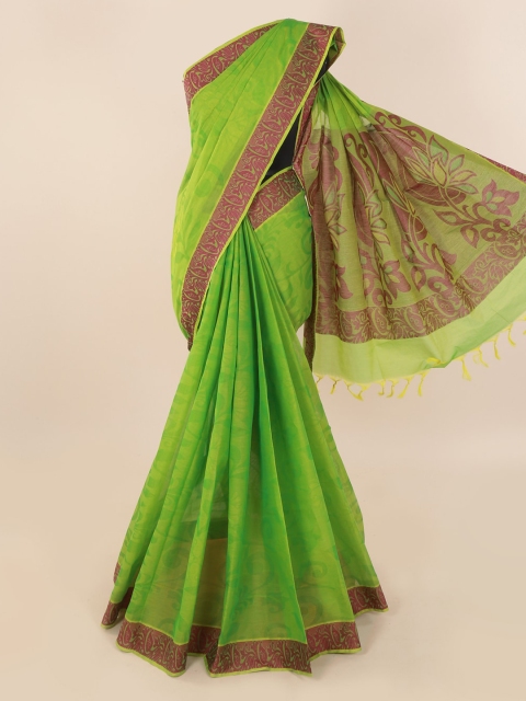 

Pothys Green Solid Pure Cotton Saree