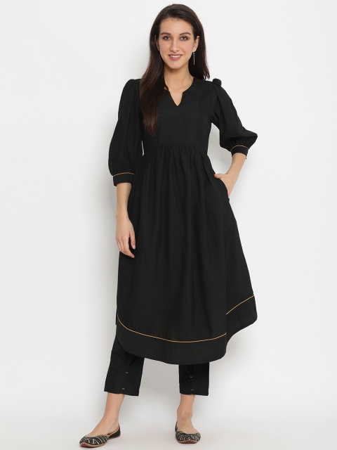 

Abhishti Women Black Solid Kurta with Trousers