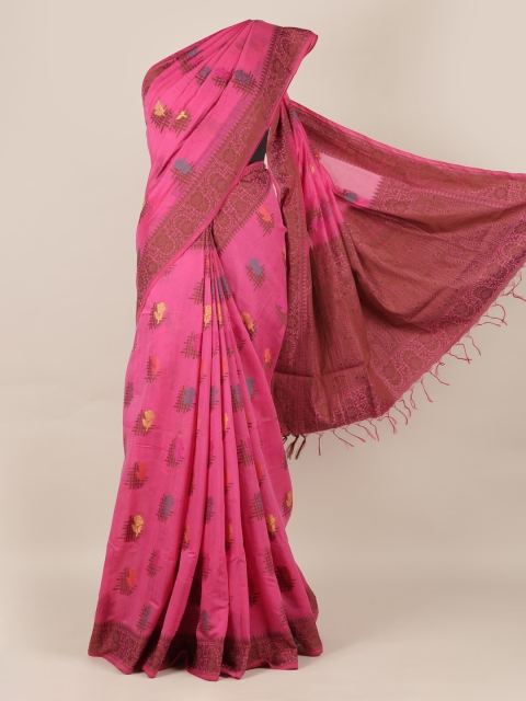 

Pothys Pink Woven Design Jute Silk Saree