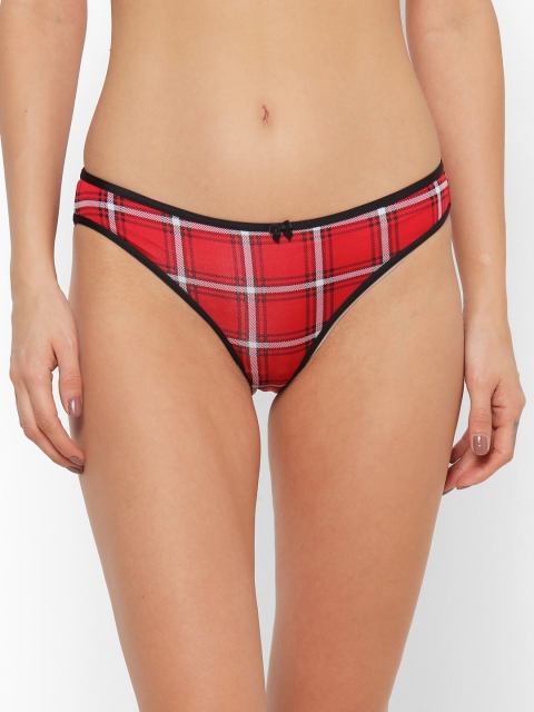 

FOREVER 21 Women Red & Black Checked Hipster Briefs 31286201