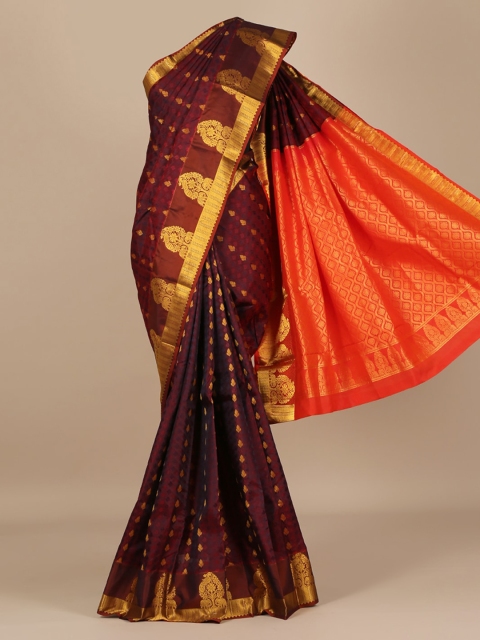 

Pothys Maroon Woven Design Silk Blend Saree