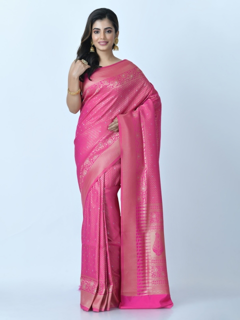 

RANGOLI Magenta Art Silk Woven Design Tussar Saree