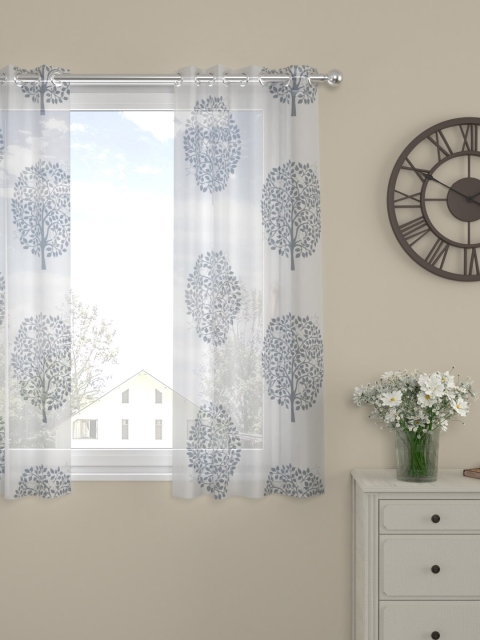 

ROSARA HOME Grey & White Floral Printed Sheer Window Curtain