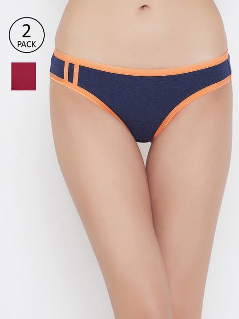 

Clovia Women Pack of 2 Solid Medium Coverage Bikini Briefs COMPNC974, Red