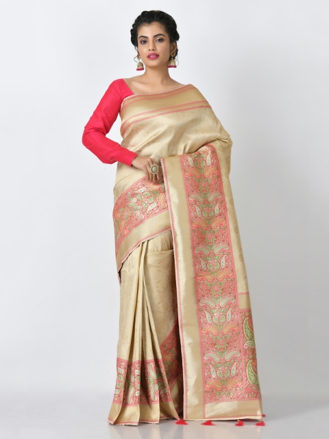 

RANGOLI Cream-Coloured Woven Design Art Silk Saree