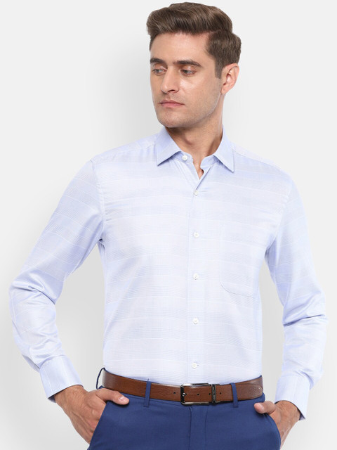 

Luxure by Louis Philippe Men Blue Regular Fit Self Design Casual Shirt