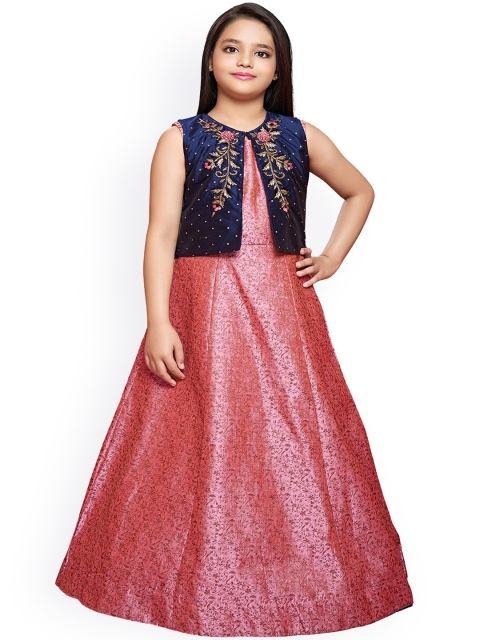 

BETTY Girls Blue Self Design Maxi Dress