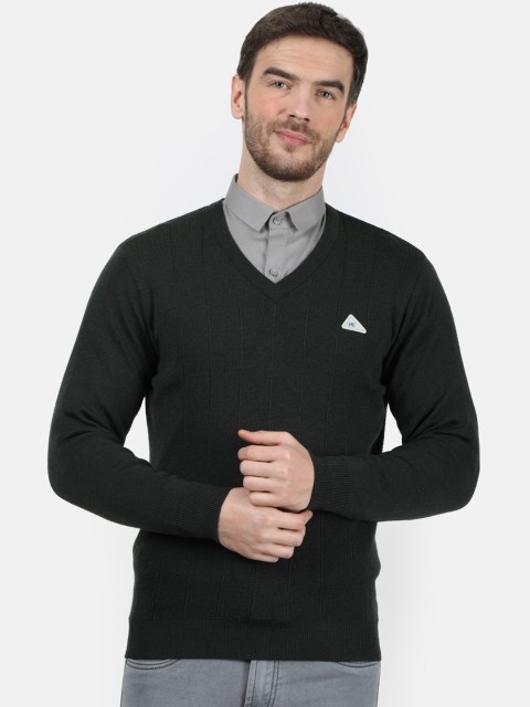 

Monte Carlo Men Green Solid Pure Wool Pullover Sweater