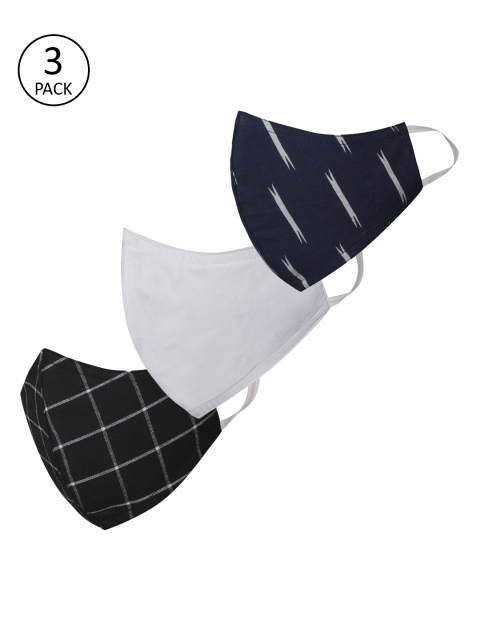 

VASTRAMAY Unisex Pack Of 3 2-Ply Reusable Cloth Half Face Masks, White