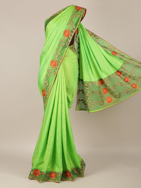 

Pothys Green Solid Art Silk Saree
