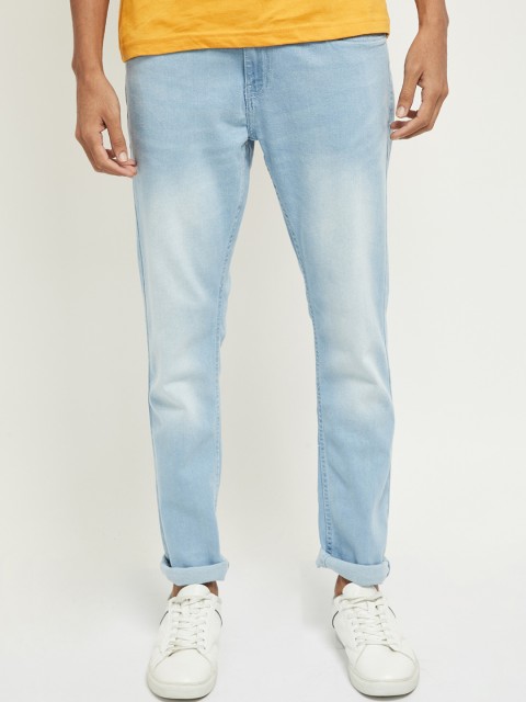 

max Men Blue Tapered Fit Mid-Rise Clean Look Stretchable Jeans