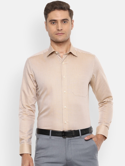 

Louis Philippe Men Beige Regular Fit Printed Cotton Formal Shirt