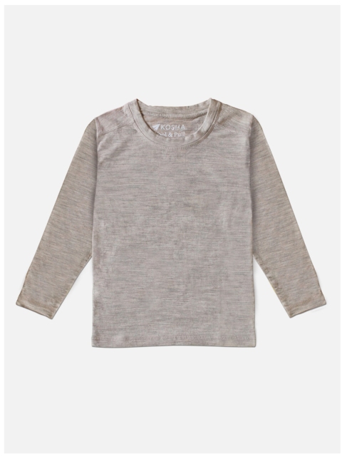 

Kosha Boys Grey Melange Solid Merino Wool & Bamboo Full Sleeves Thermal Top