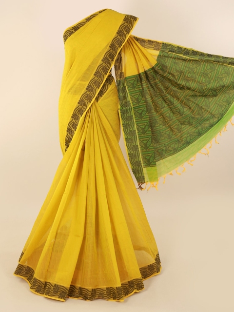 

Pothys Yellow Solid Pure Cotton Saree