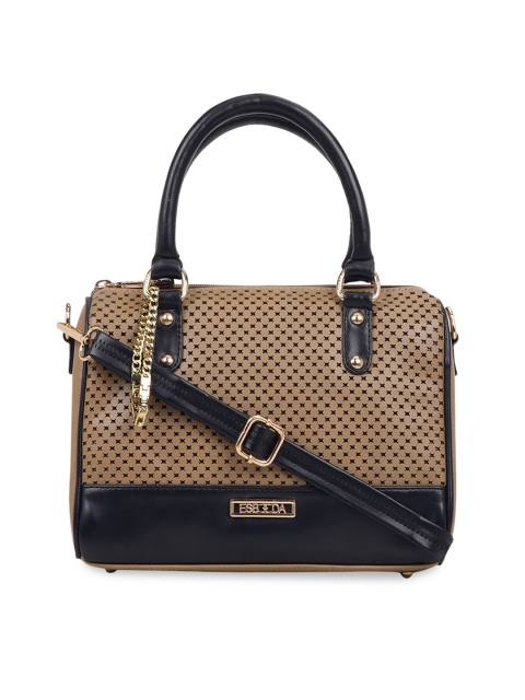 

ESBEDA Brown & Black Textured Handheld Bag
