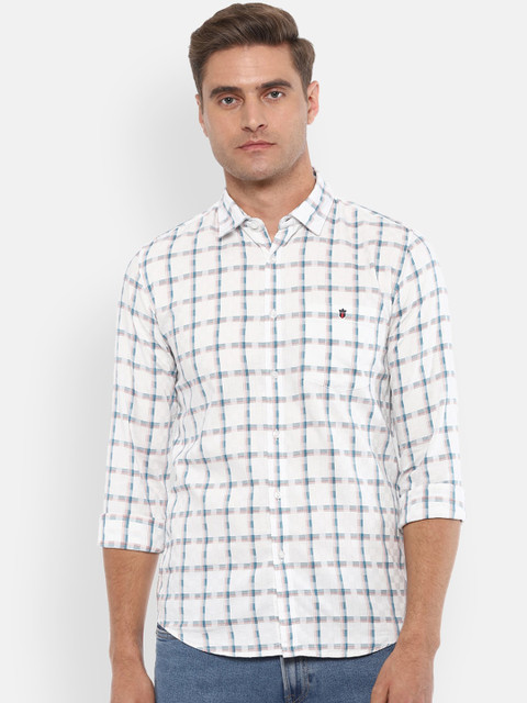 

Louis Philippe Jeans Men White Slim Fit Checked Cotton Casual Shirt