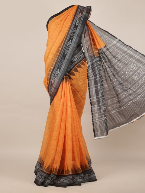 

Pothys Orange & Black Linen Blend Printed Saree