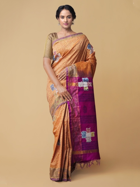 

Unnati Silks Women Brown Pure Chettinad Silk cotton Sustainable Saree