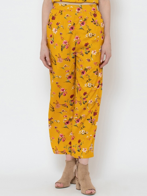 

DODO & MOA Women Yellow Straight Fit Printed Parallel Trousers