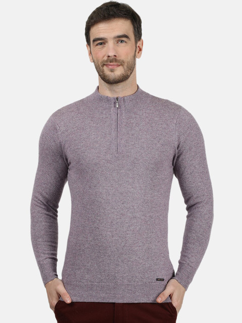 

Monte Carlo Men Grey Solid Pullover Sweater