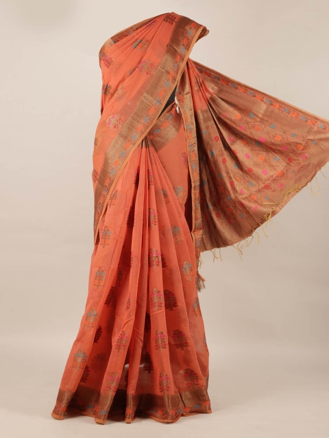 

Pothys Rust Woven Design Jute Silk Saree