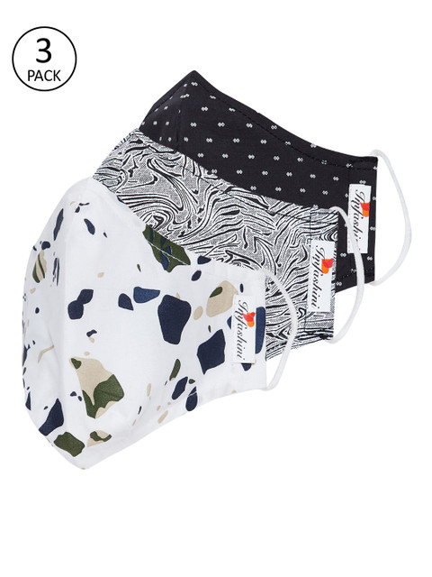 

Imfashini Women Pack Of 3 Printed 2-Ply Reusable Cloth Masks, Black