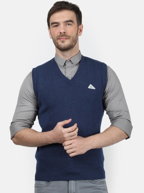 

Monte Carlo Men Blue Solid Pure Wool Sweater Vest