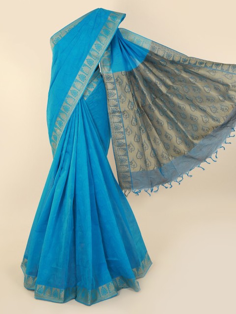 

Pothys Blue Woven Design Pure Cotton Saree