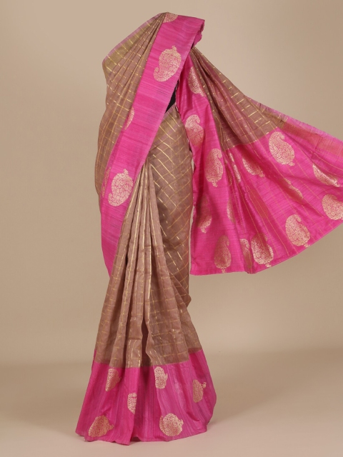 Pothys Pink Woven Design Organza Saree