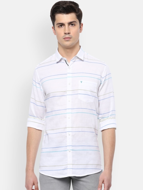 

Van Heusen Sport Men White & Blue Slim Fit Striped Casual Shirt
