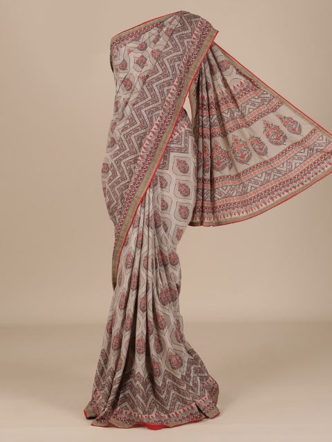 

Pothys Beige Printed Poly Chiffon Saree