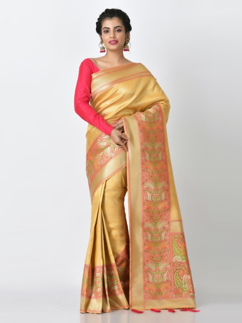 

RANGOLI Yellow Woven Design Art Silk Saree