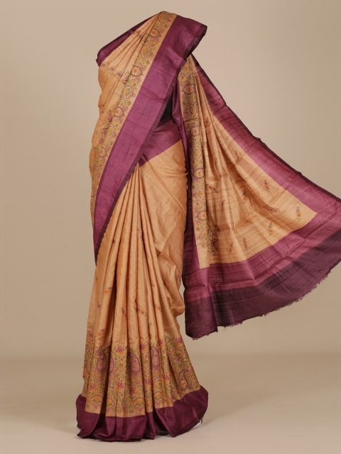 

Pothys Orange Printed Jute Silk Saree