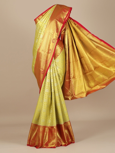 

Pothys Yellow & Gold-Toned Art Silk Woven Design Saree with Zari Border