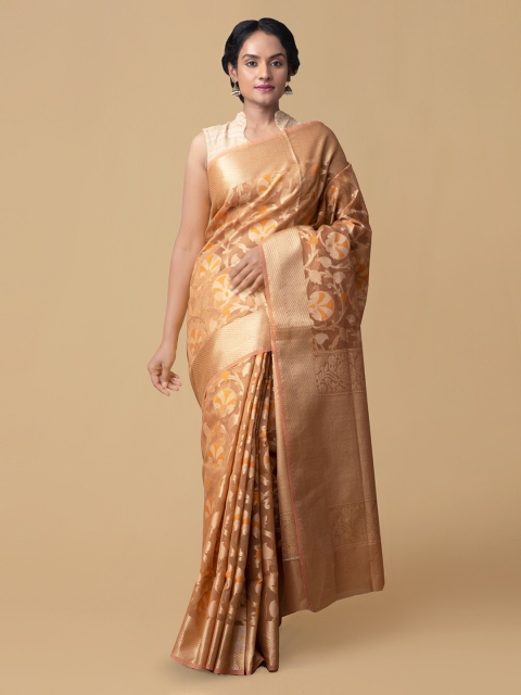 

Unnati Silks Beige Silk Cotton Woven Design Banarasi Saree