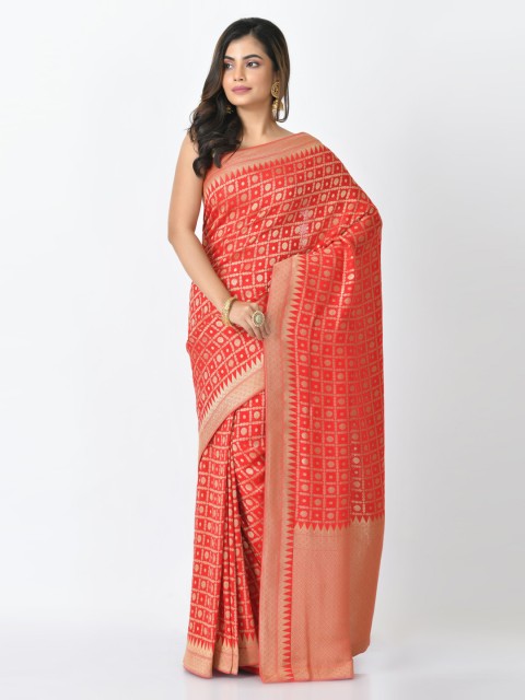 

RANGOLI Red & Black Art Silk Woven Design Saree