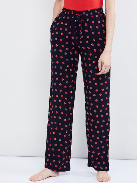 

max Navy Blue & Red Printed Lounge Pants