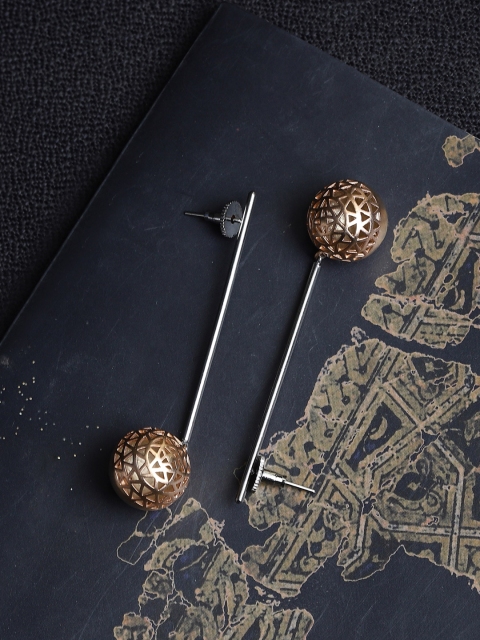 

MIDASKART Black & Rose Gold Contemporary Drop Earrings