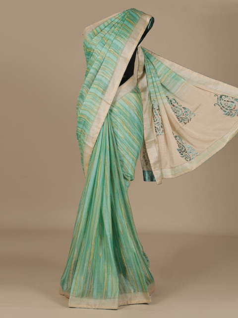 

Pothys Blue Woven Design Poly Chiffon Saree