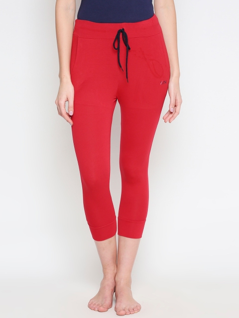 

XIN Women Red Solid Cotton Lounge Capris