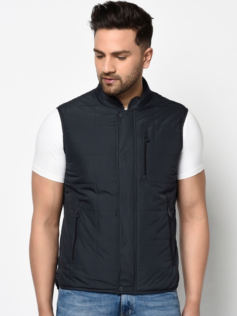 

METTLE Men Navy Blue Solid Bomber