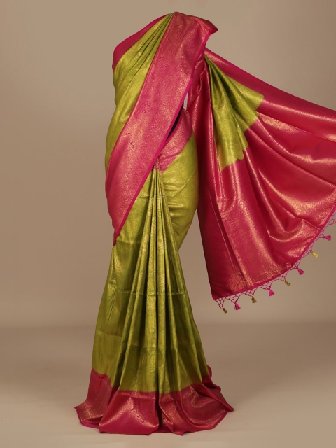 

Pothys Green & Pink Jute Silk Woven Design Saree