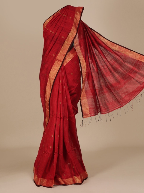 

Pothys Red Woven Design Jute Silk Saree