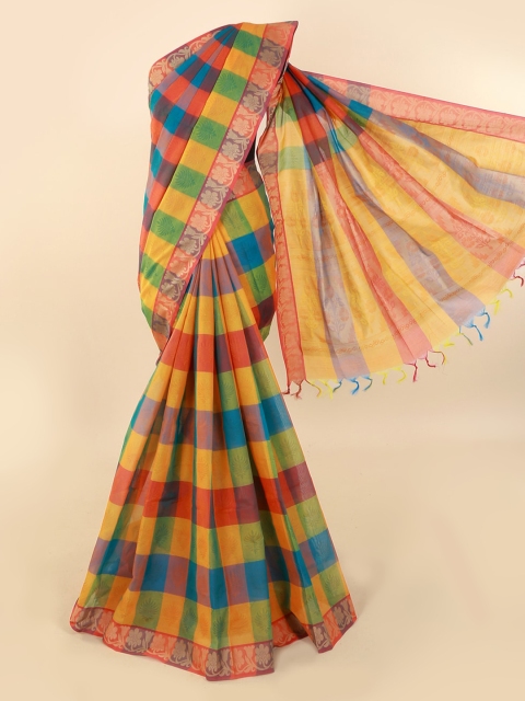 

Pothys Multicoloured Checked Pure Cotton Saree, Multi