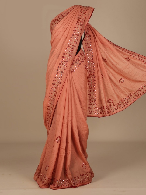 

Pothys Peach-Coloured Woven Design Jute Silk Saree